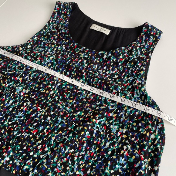 Sandro Paris Multi-Colour Abstract Print Layered Sleeveless Blouse - Picture 11 of 12